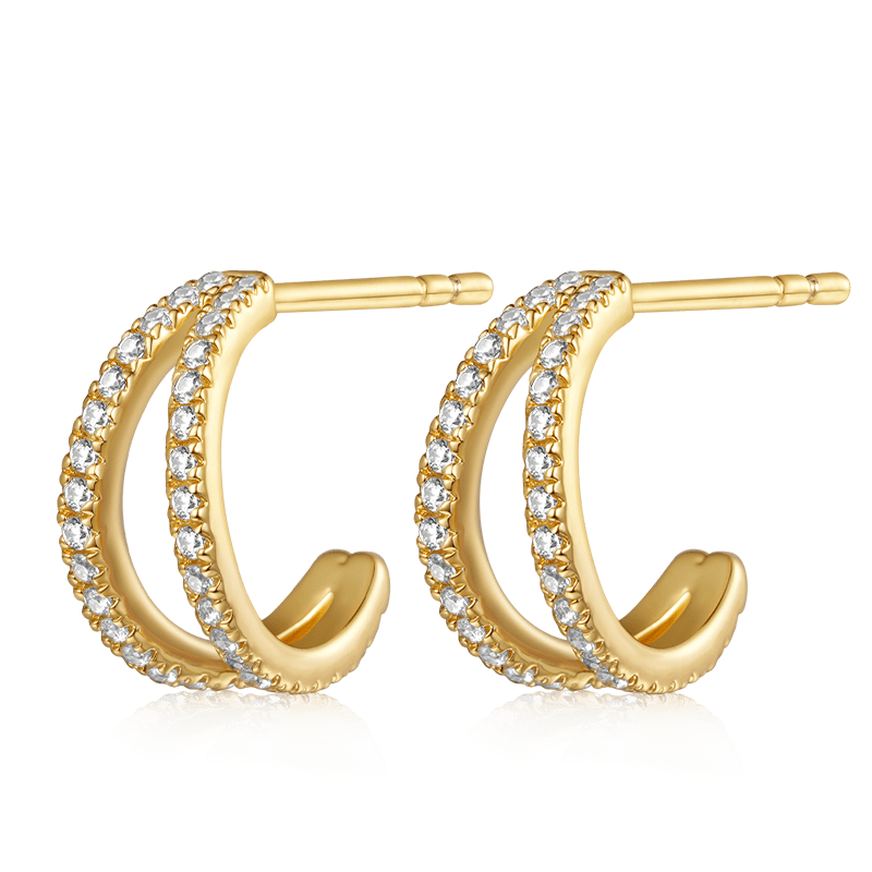 Cubic Zirconia Double Hoop Earrings