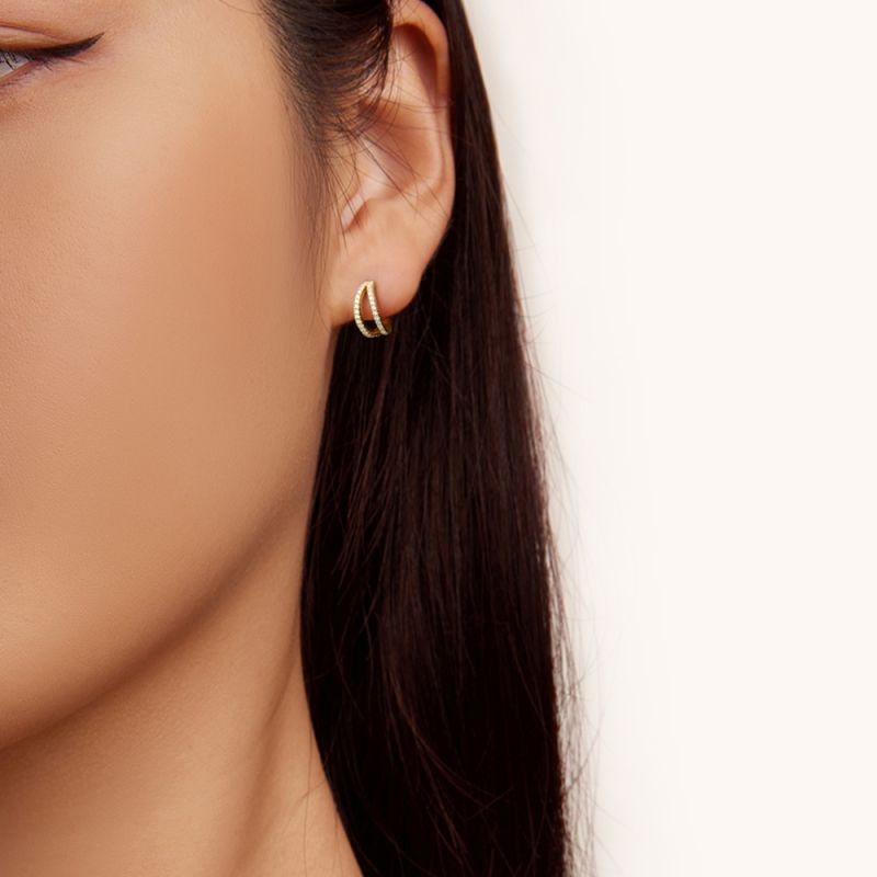 Cubic Zirconia Double Hoop Earrings