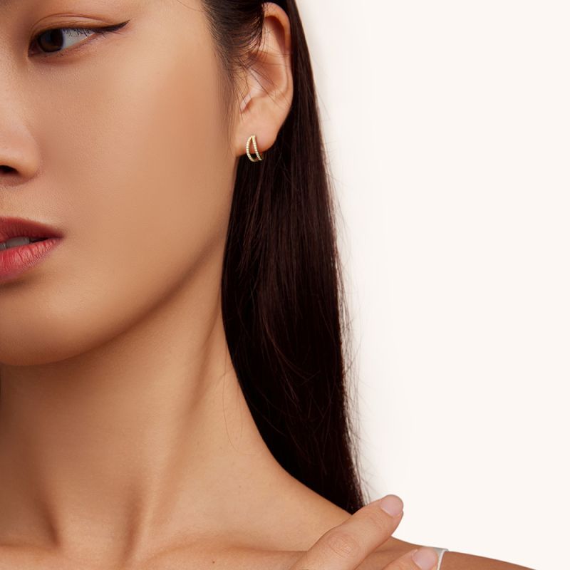 Cubic Zirconia Double Hoop Earrings