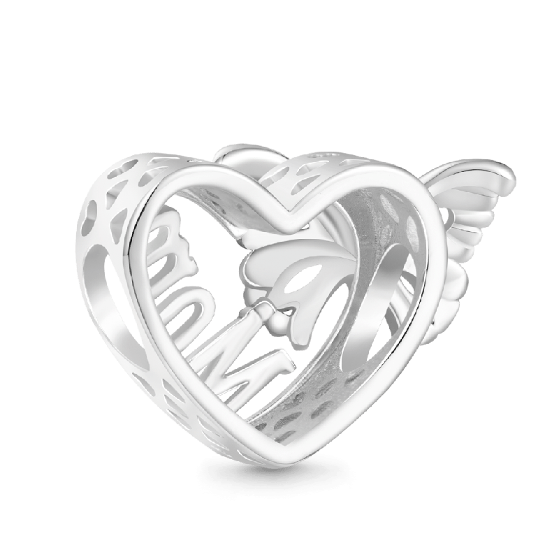Mothers Day Butterfly Heart Charm