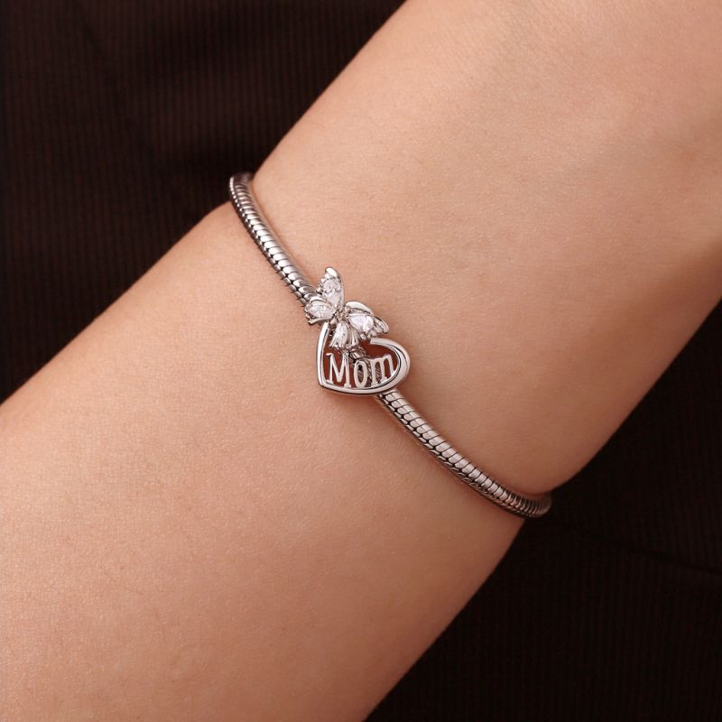 Mothers Day Butterfly Heart Charm