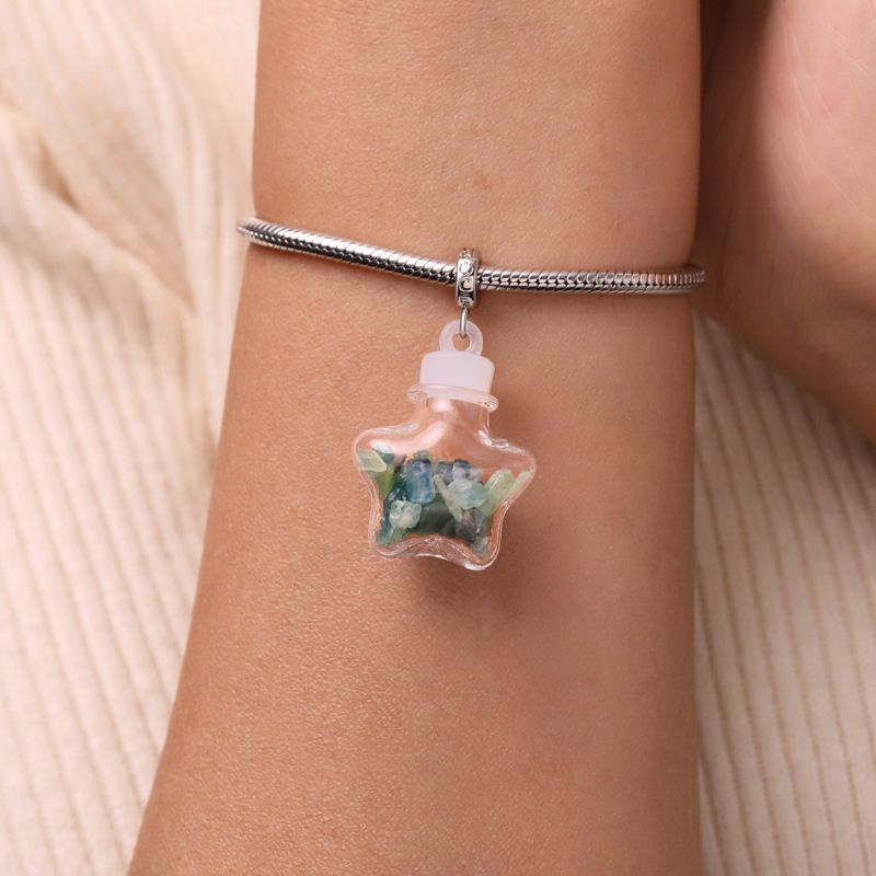 Green Emerald Glass Bottle Pendant