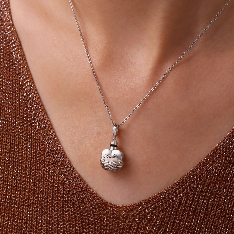 Engravable Heart Urn Ashes Pendant