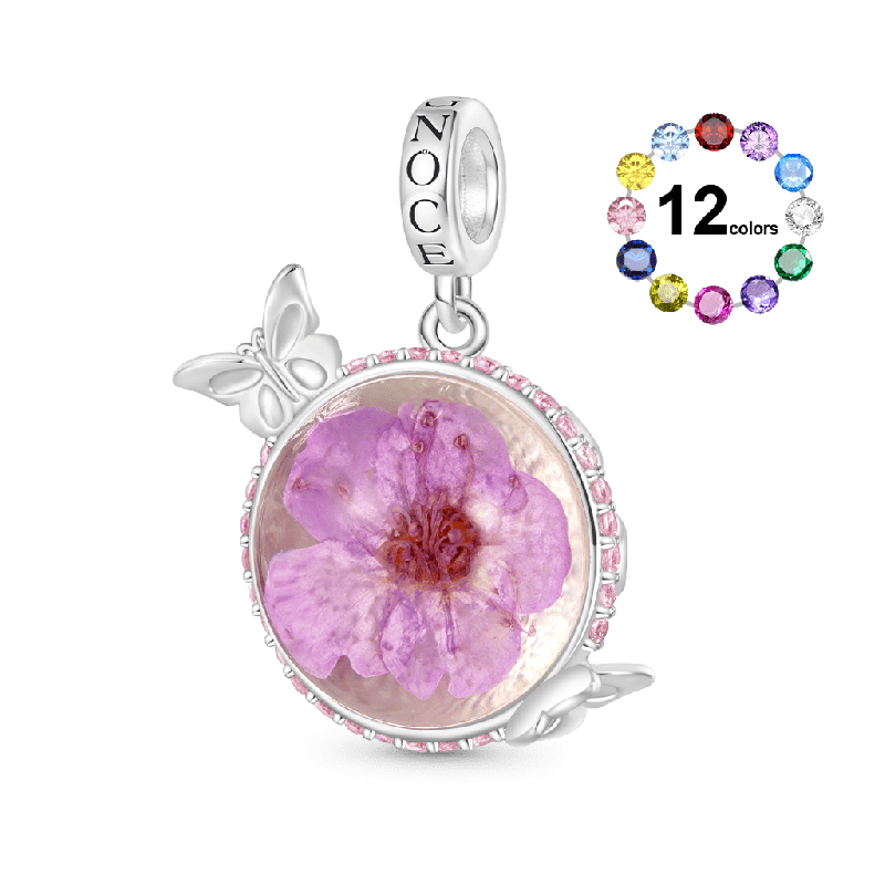 Preserved Flower Butterfly Pendant