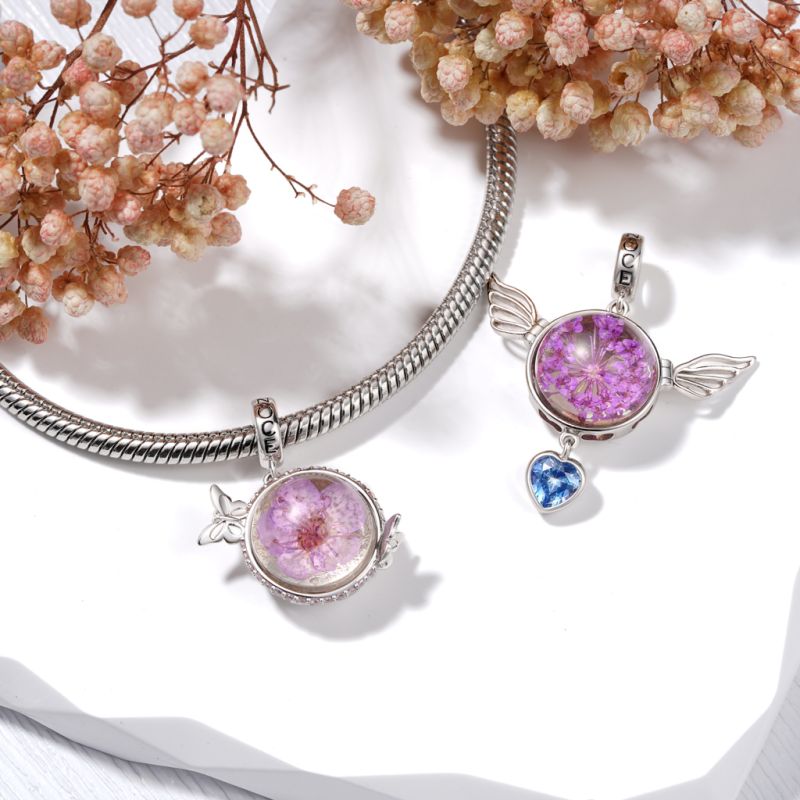 Preserved Flower Butterfly Pendant