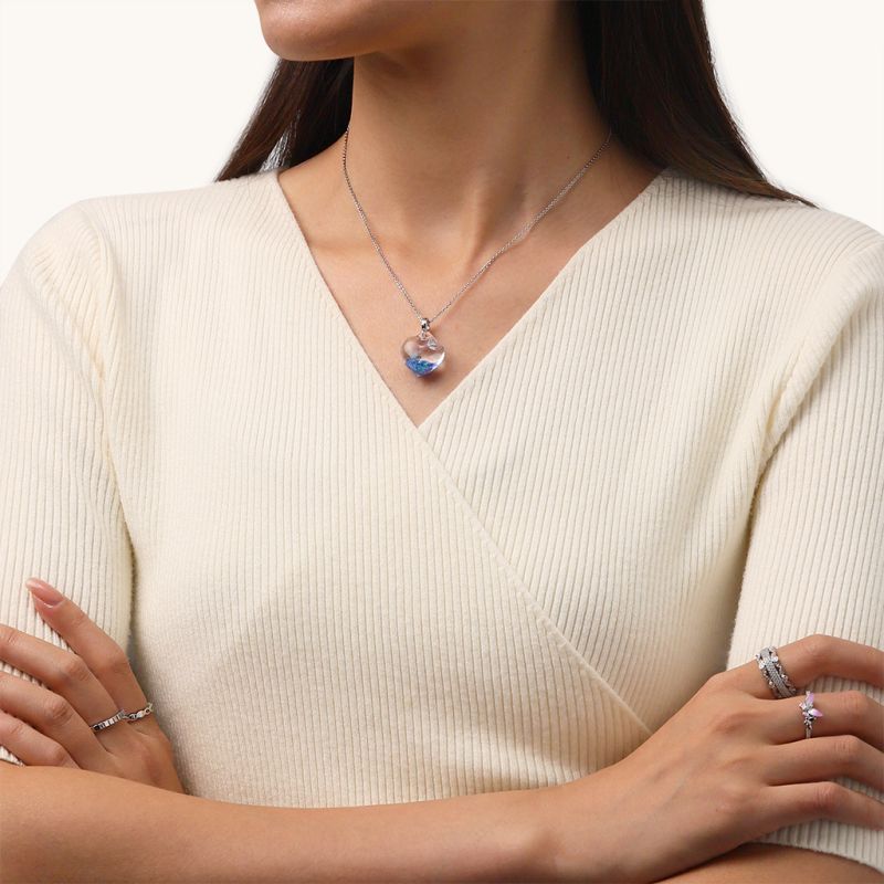 Blue Glitter Heart Pendant