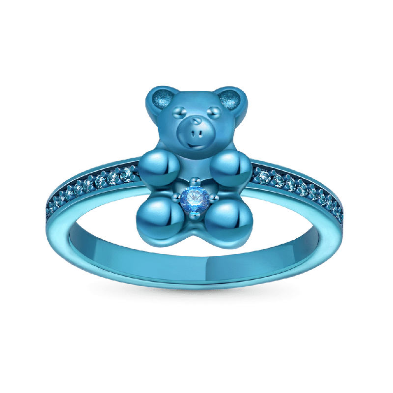 Blue Candy Bear Ring
