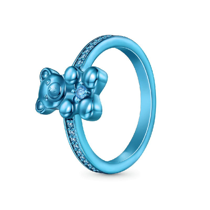 Blue Candy Bear Ring