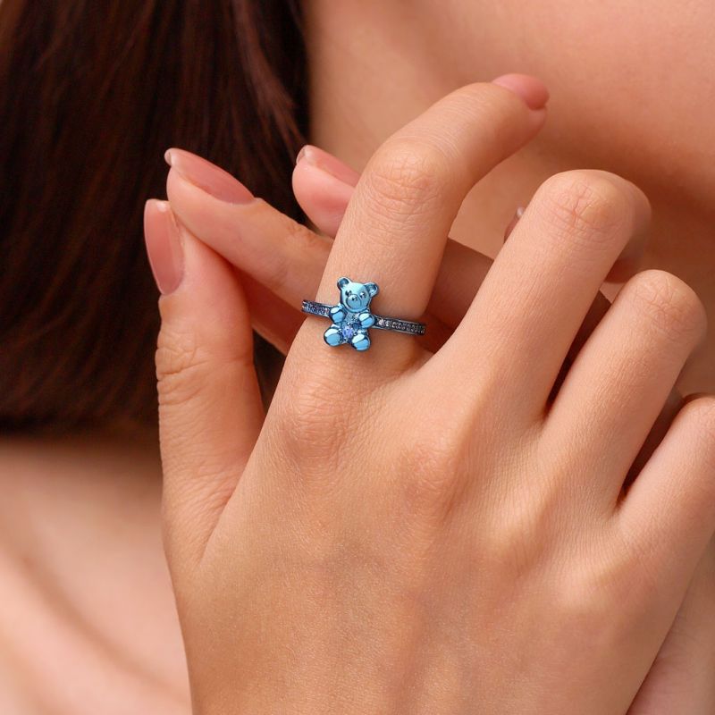 Blue Candy Bear Ring