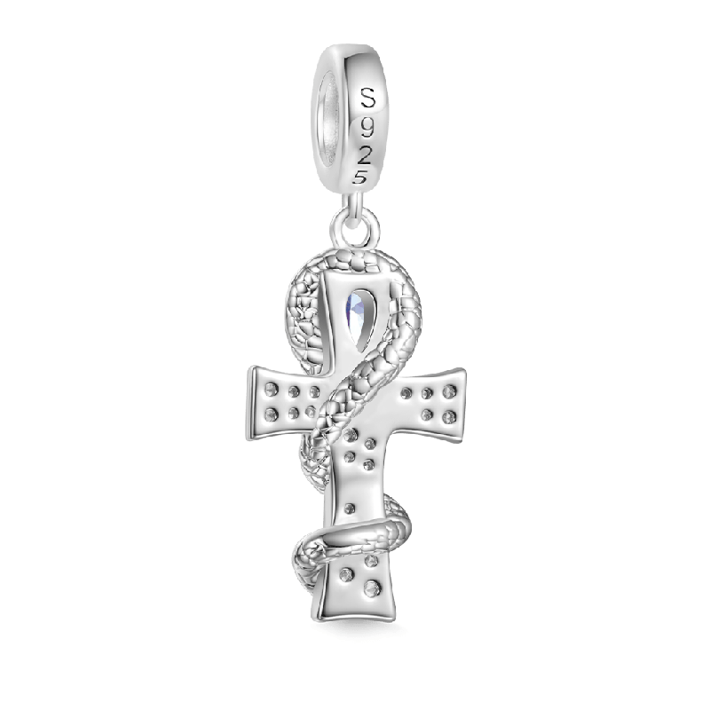 Twisted Silver Snake Cross Pendant