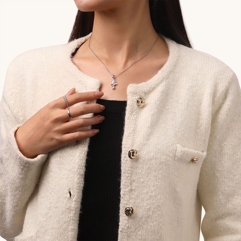 Twisted Silver Snake Cross Pendant