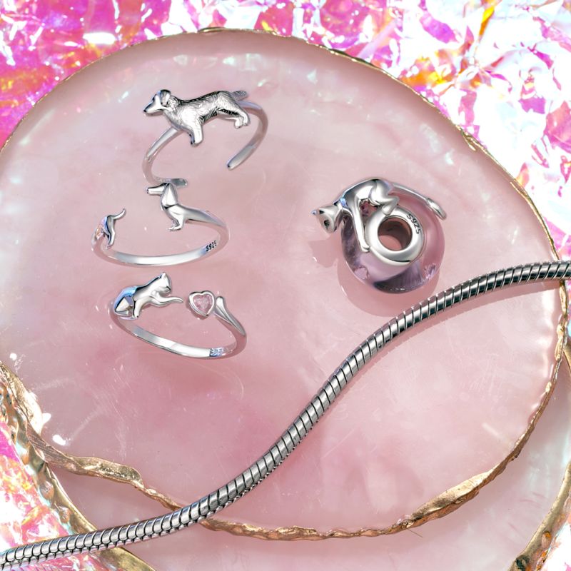 Cat Lying on Pink Glass Charm