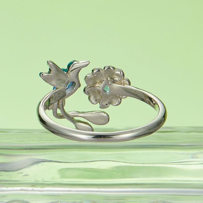 Spring Nature Flower and Bird Ring