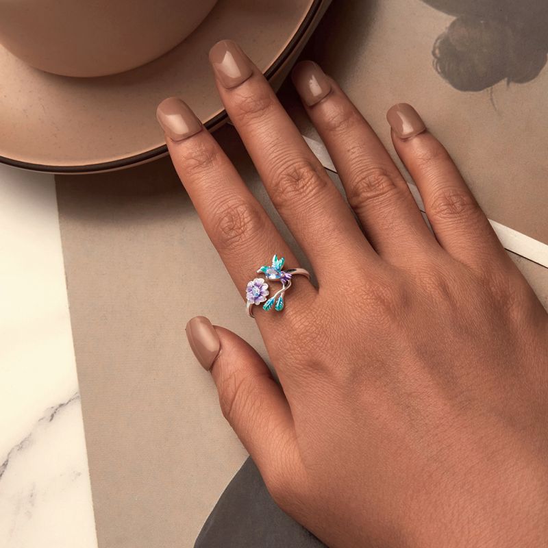 Spring Nature Flower and Bird Ring