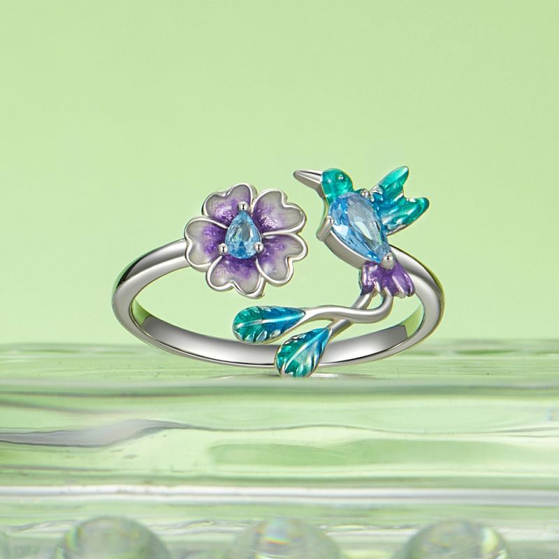Spring Nature Flower and Bird Ring