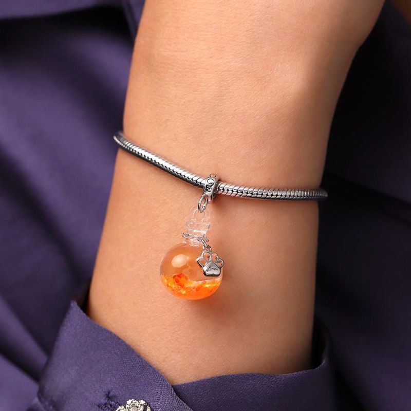 Glitter Engravable Paw Print Quicksand Pendant