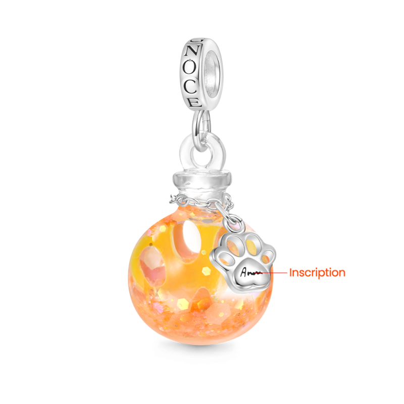 Glitter Engravable Paw Print Quicksand Pendant