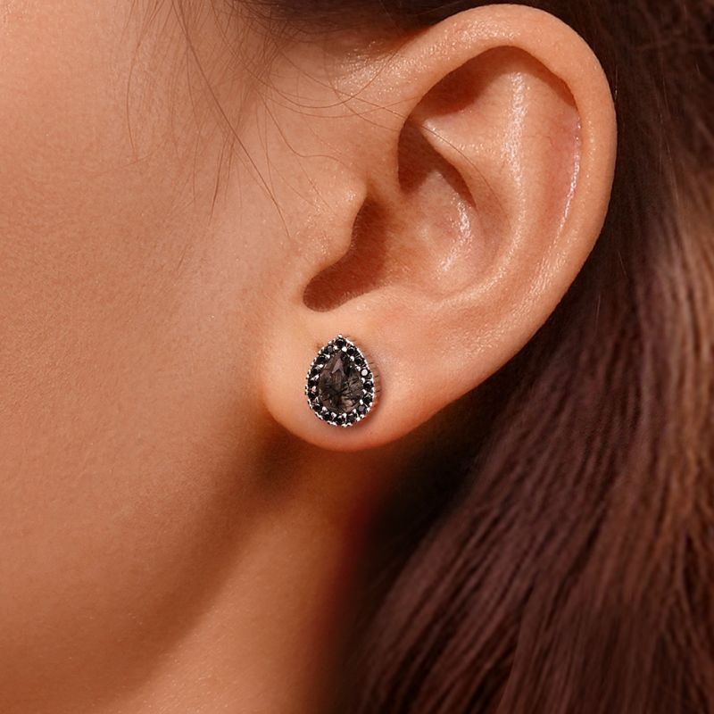 Black Rutilated Quartz Stud Earrings