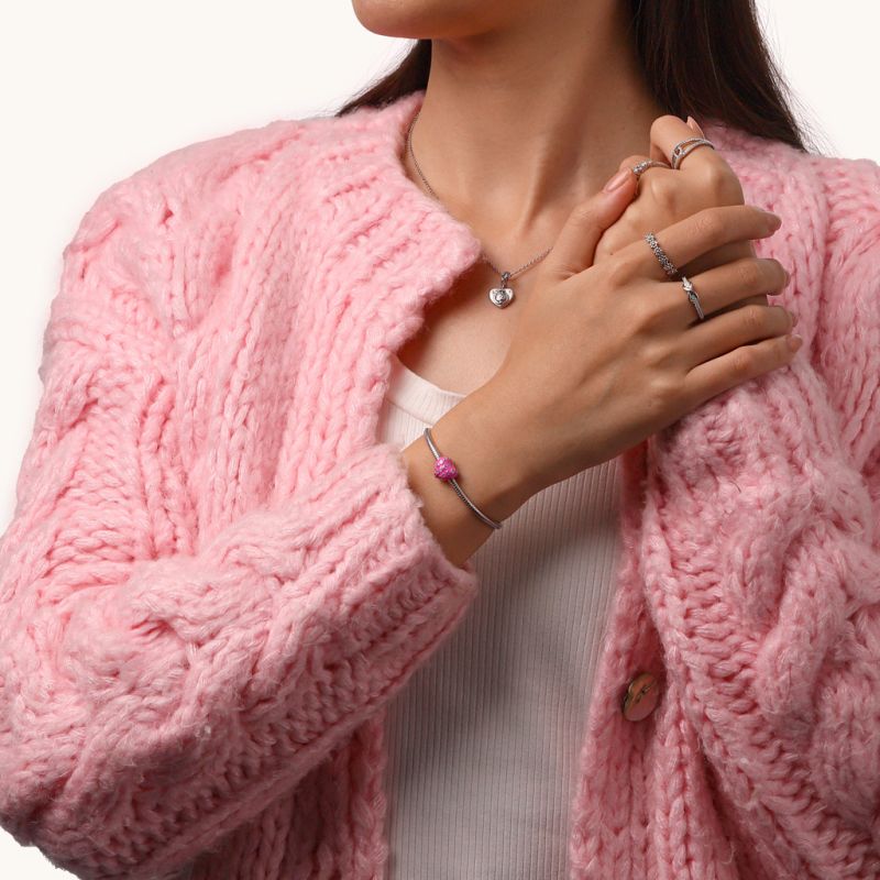 Pink Pave Gemstone Heart Charm