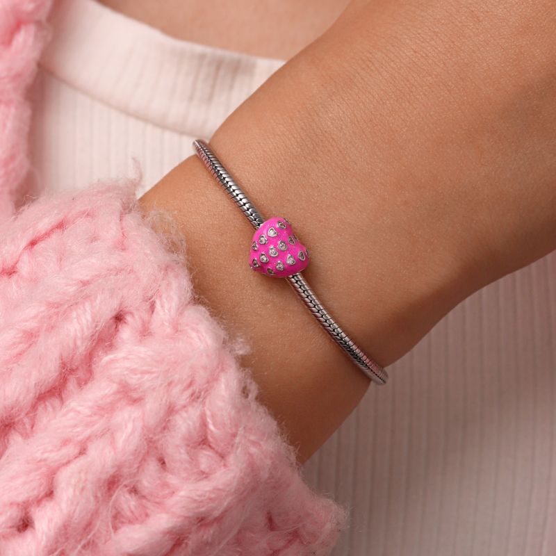 Pink Pave Gemstone Heart Charm