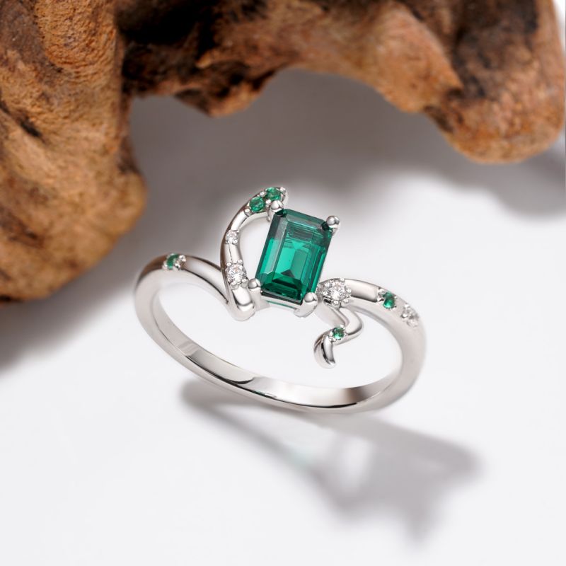 Zodiac Snake Green Spinel Rings