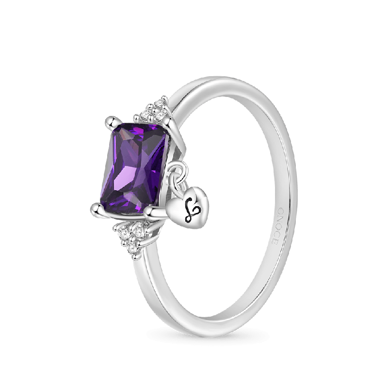 Dainty Purple Baguette Statement Ring