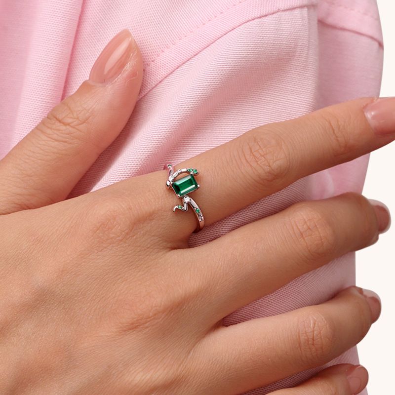 Zodiac Snake Green Spinel Rings