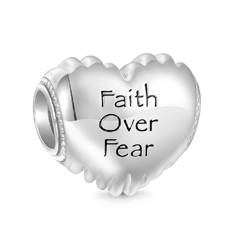 Cross Faith Over Fear Heart Charm