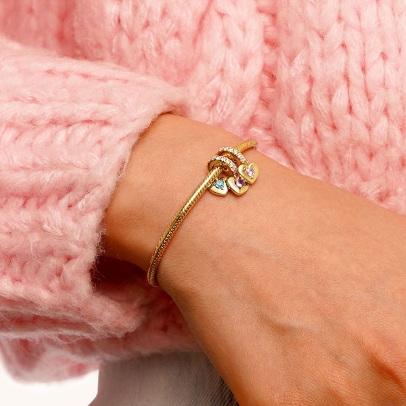 Gold Plated Three Hearts Family Pendant