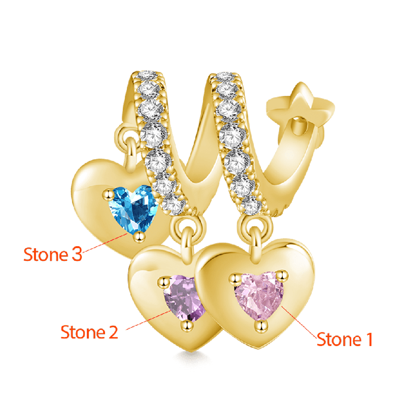 Gold Plated Three Hearts Family Pendant