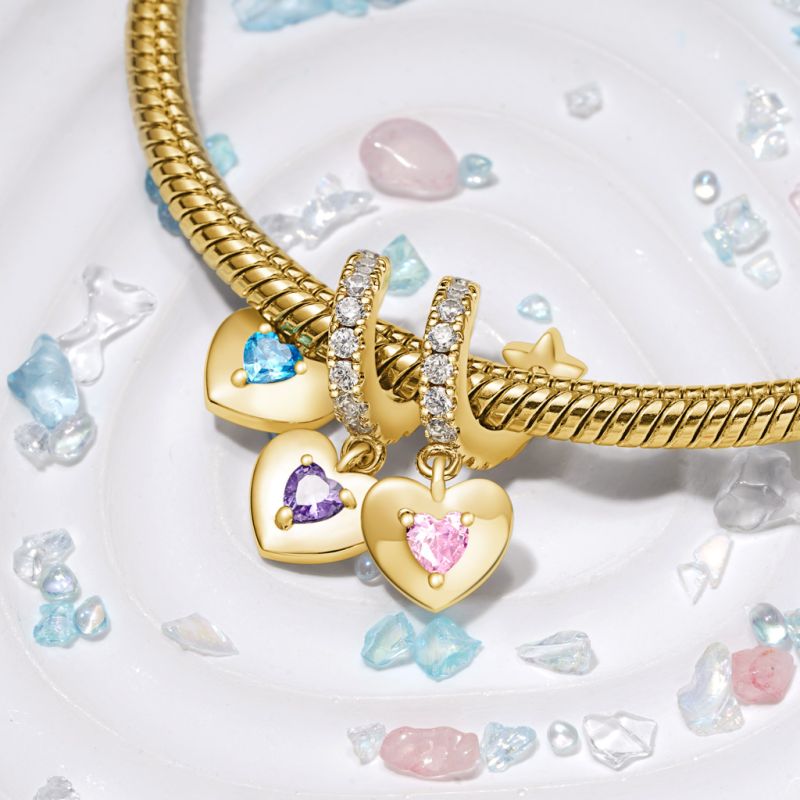 Gold Plated Three Hearts Family Pendant