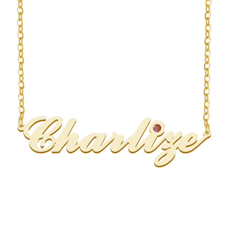 Elegance Name Necklace with Birthstone