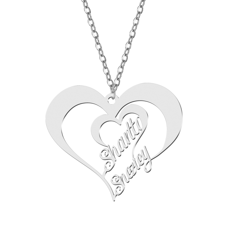 Heart Couple Name Necklace