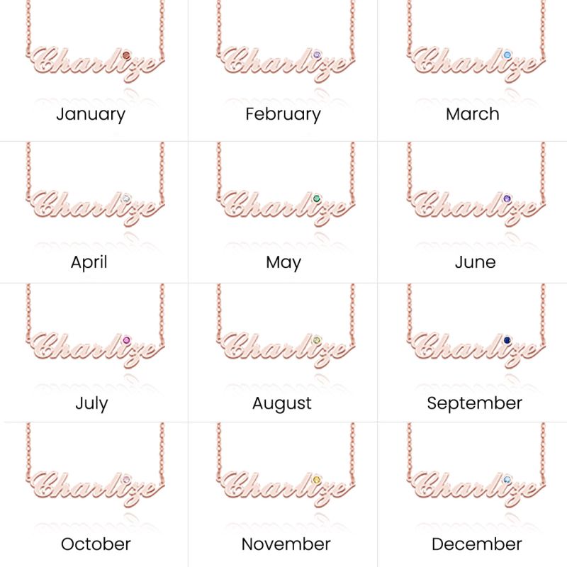 Elegance Name Necklace with Birthstone