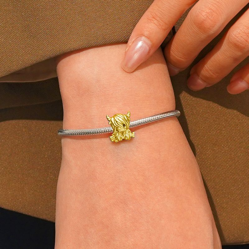 Gold Scottish Highland Cattle Charm