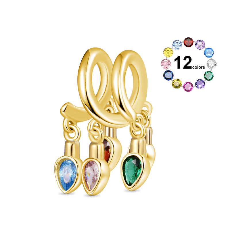 18k Gold Christmas Candle Lights Charm