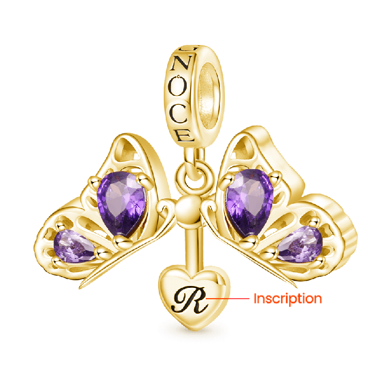 18k Gold Purple Butterfly Pendant