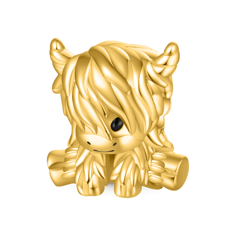 Gold Scottish Highland Cattle Charm