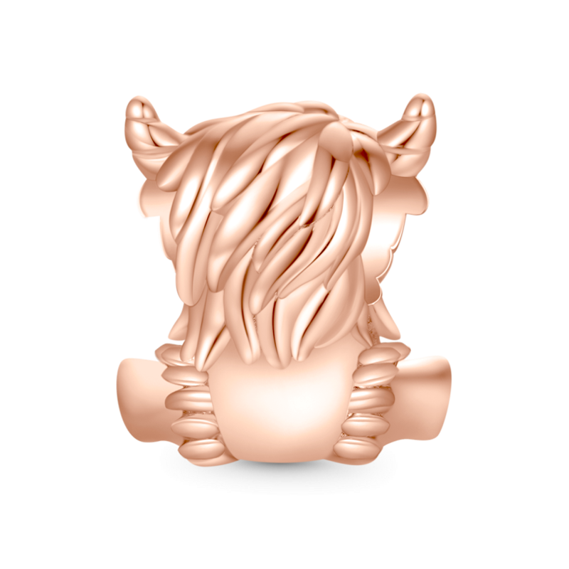 Rose Gold Scottish Highland Cow Charm