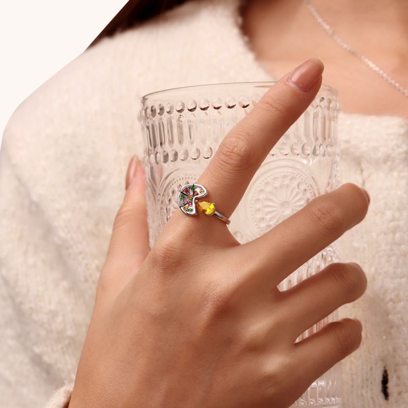 Multicolor Pear CZ Pizza Ring