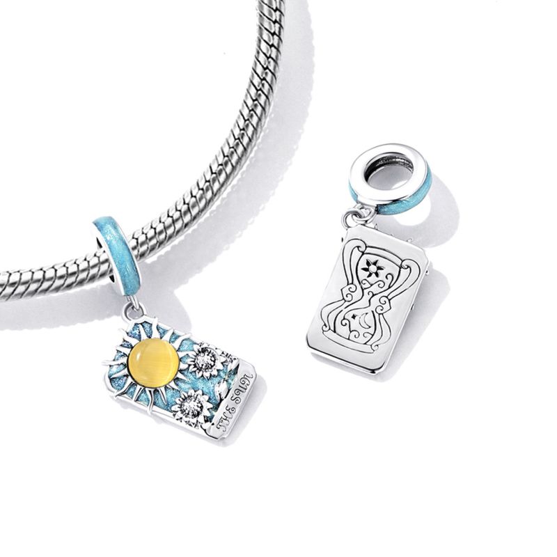 Blue Tarot Card Sun Pendant