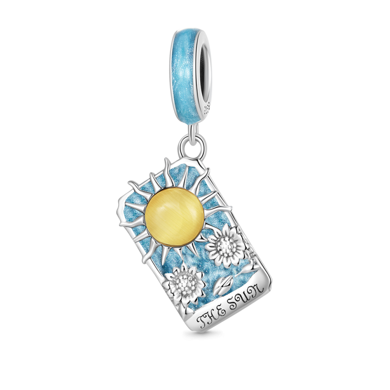 Blue Tarot Card Sun Pendant
