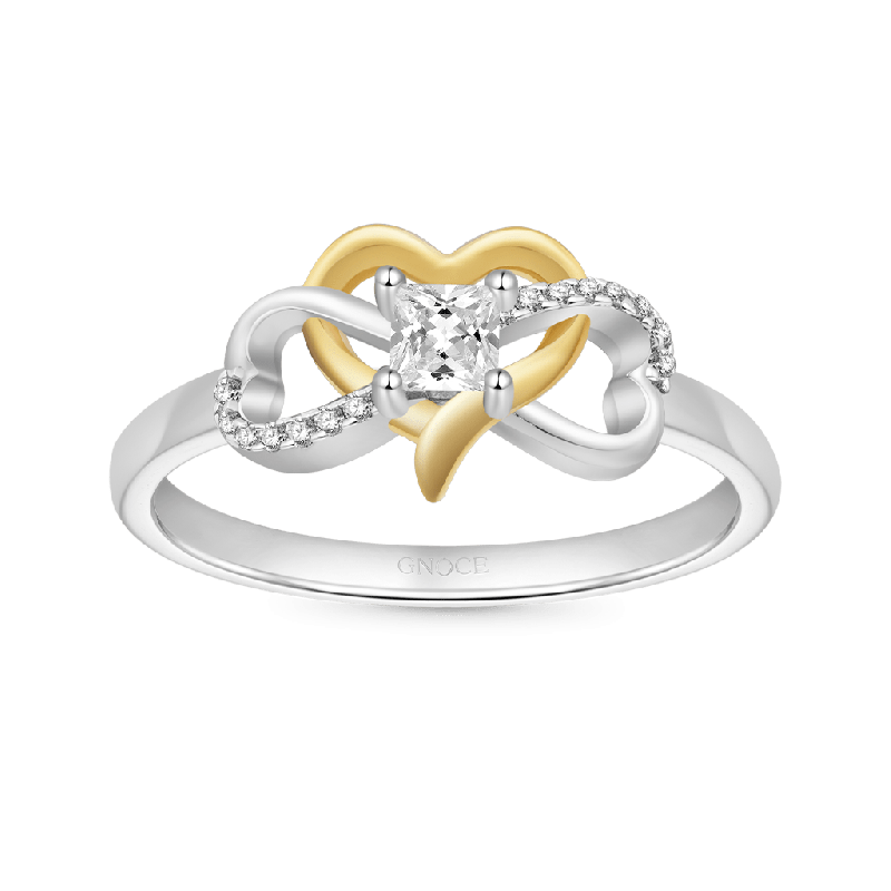 Diamond Heart Infinity Mobius Ring