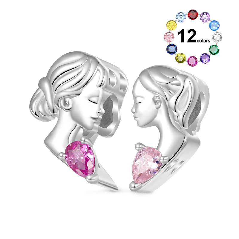 Mother & Daughter Heart Double Charm