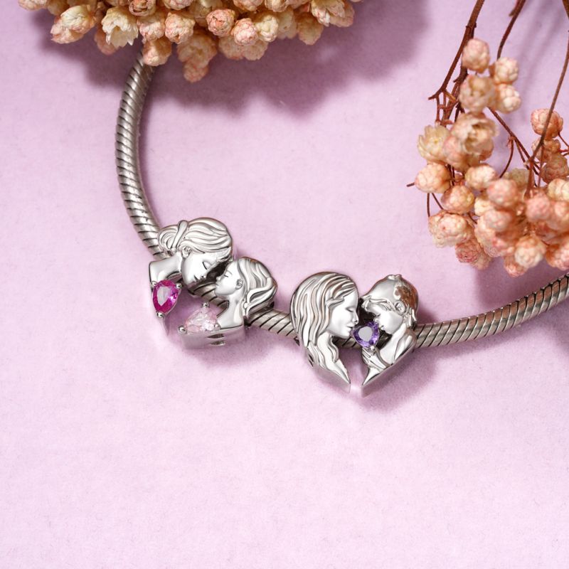 Mother & Son Heart Double Charm