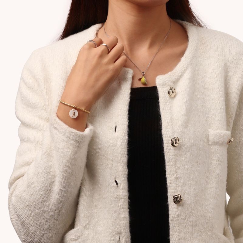 Natural Shell Gold Letters Pendant