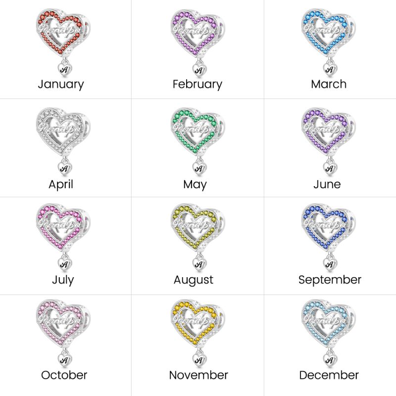 Family Members - Grandpa Heart Charm