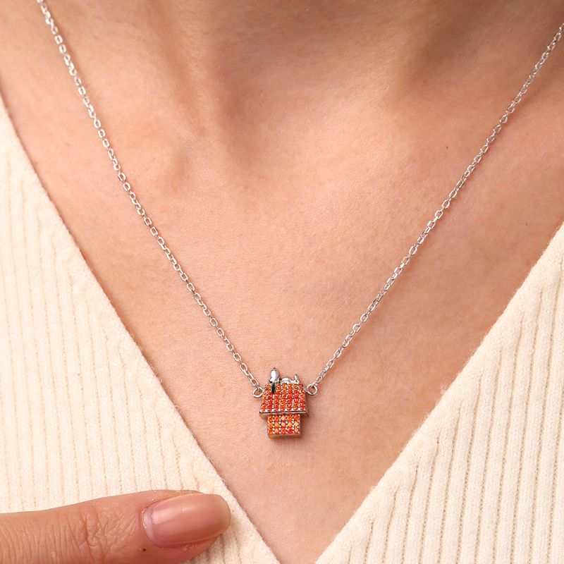 Lying Snoopy Doghouse Diamond Necklace