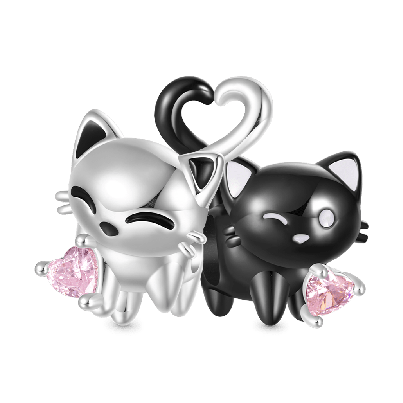 Black Cat Heart Tail Charm