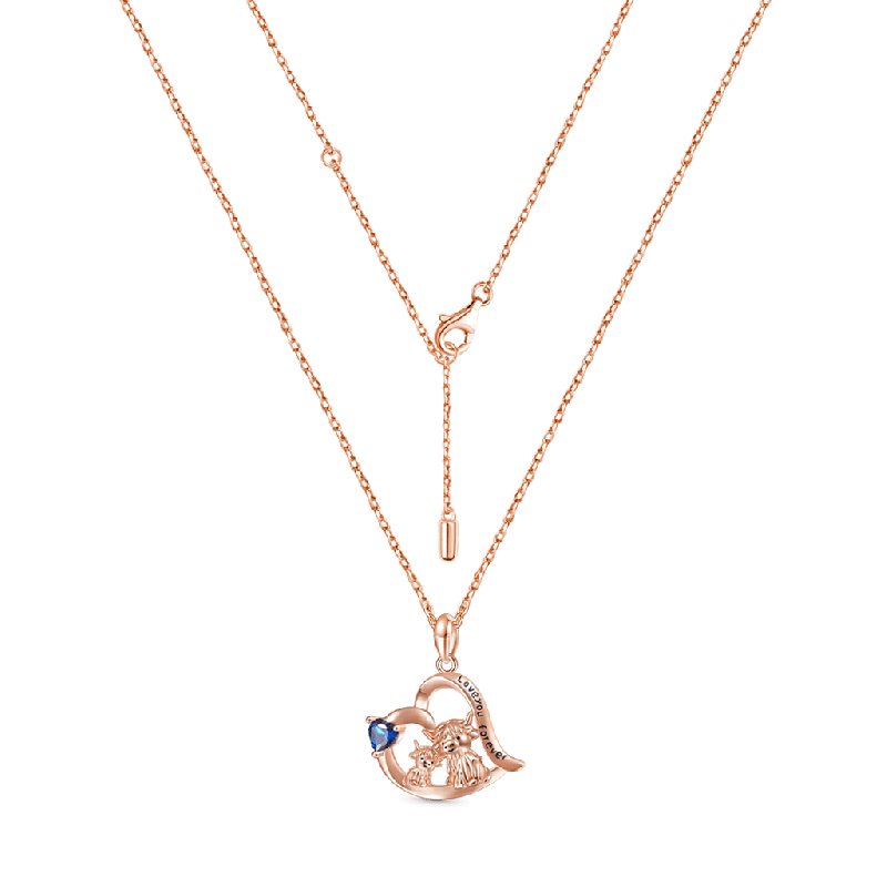 Highland Cow Heart Birthstone Necklace